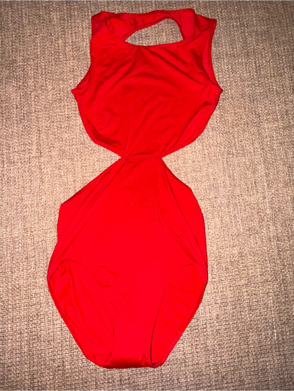 Rick Owens Red Cutout One-Piece Bodysuit